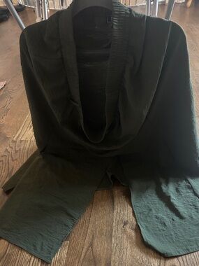 Dark Green Draped Open Cardigan